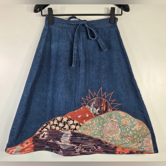 Hug Me Too Of California Dresses & Skirts - VINTAGE 70s HUG ME TOO OF CALIFORNIA DENIM PATCHWORK SKIRT.